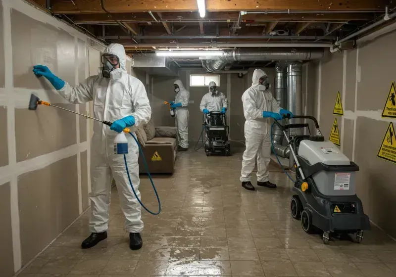 Basement Moisture Removal and Structural Drying process in Wayne County, MS